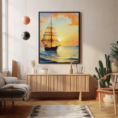 Pósteres mate de velero sereno, arte náutico, decoración costera, arte mural para el hogar, regalo para amantes de la playa
