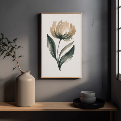Téléchargement numérique : affiche florale élégante et mate, art mural minimaliste, décoration d'intérieur, cadeau pour elle, art mural de bureau, art inspiré de la nature