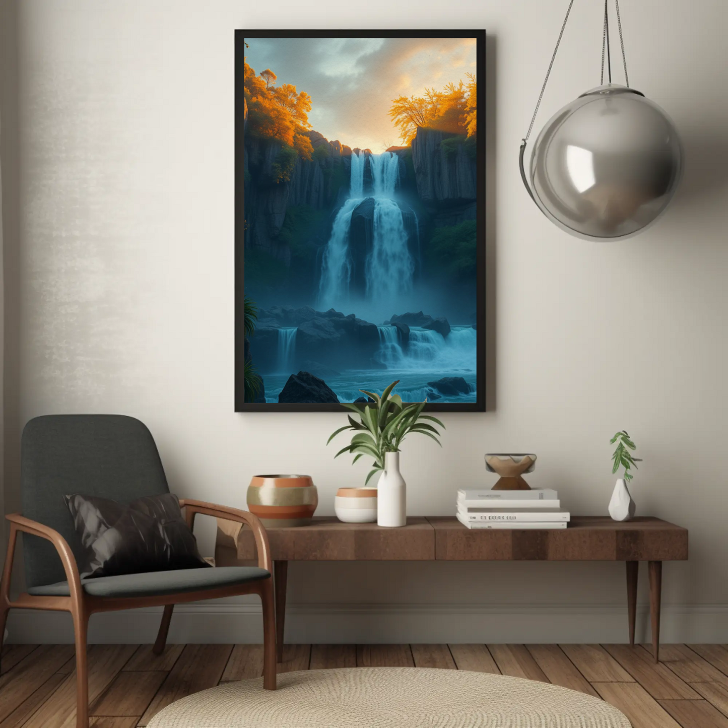 Póster de Cascada Serena, Impresión Artística Mate, Decoración de Pared Natural, Estética del Hogar, Regalo para Amantes de la Aventura, Obra de Arte Relajante