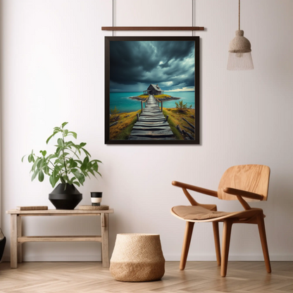 Póster de paisaje sereno, decoración para el hogar, arte mural costero, decoración natural, lámina de cielos tormentosos, inspiración para el hogar y la oficina.