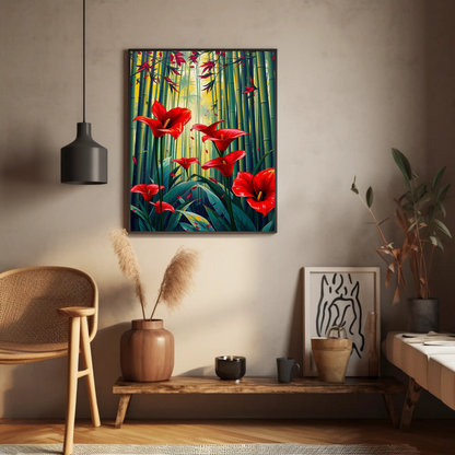 Póster de arte mural floral vibrante, decoración natural, estética del hogar, regalo para ella, arte mural bohemio, decoración primaveral del hogar.
