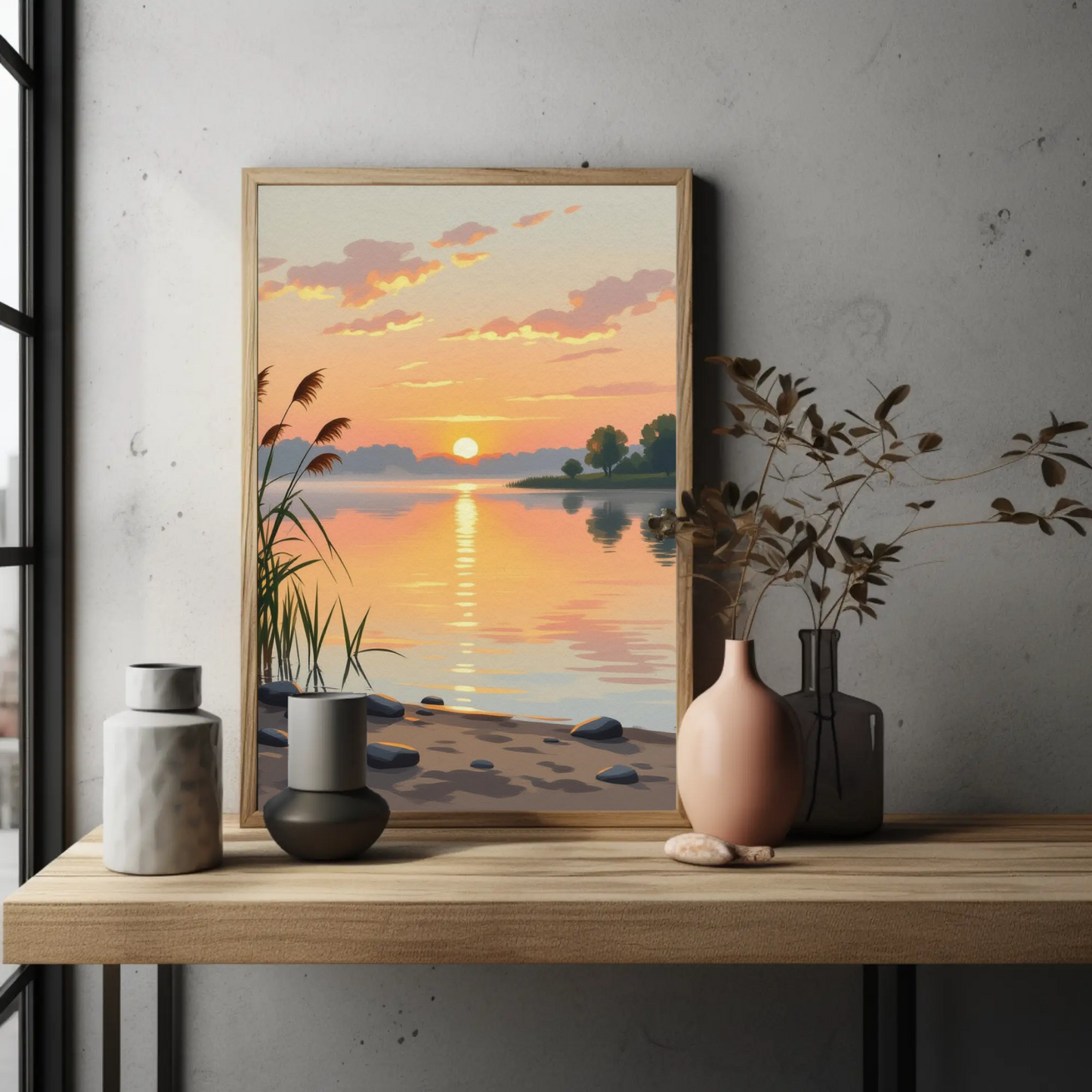 Pósteres mate de la costa serena: impresiones artísticas de atardeceres para decoración del hogar, arte mural, regalos para amantes de la naturaleza, obras de arte relajantes