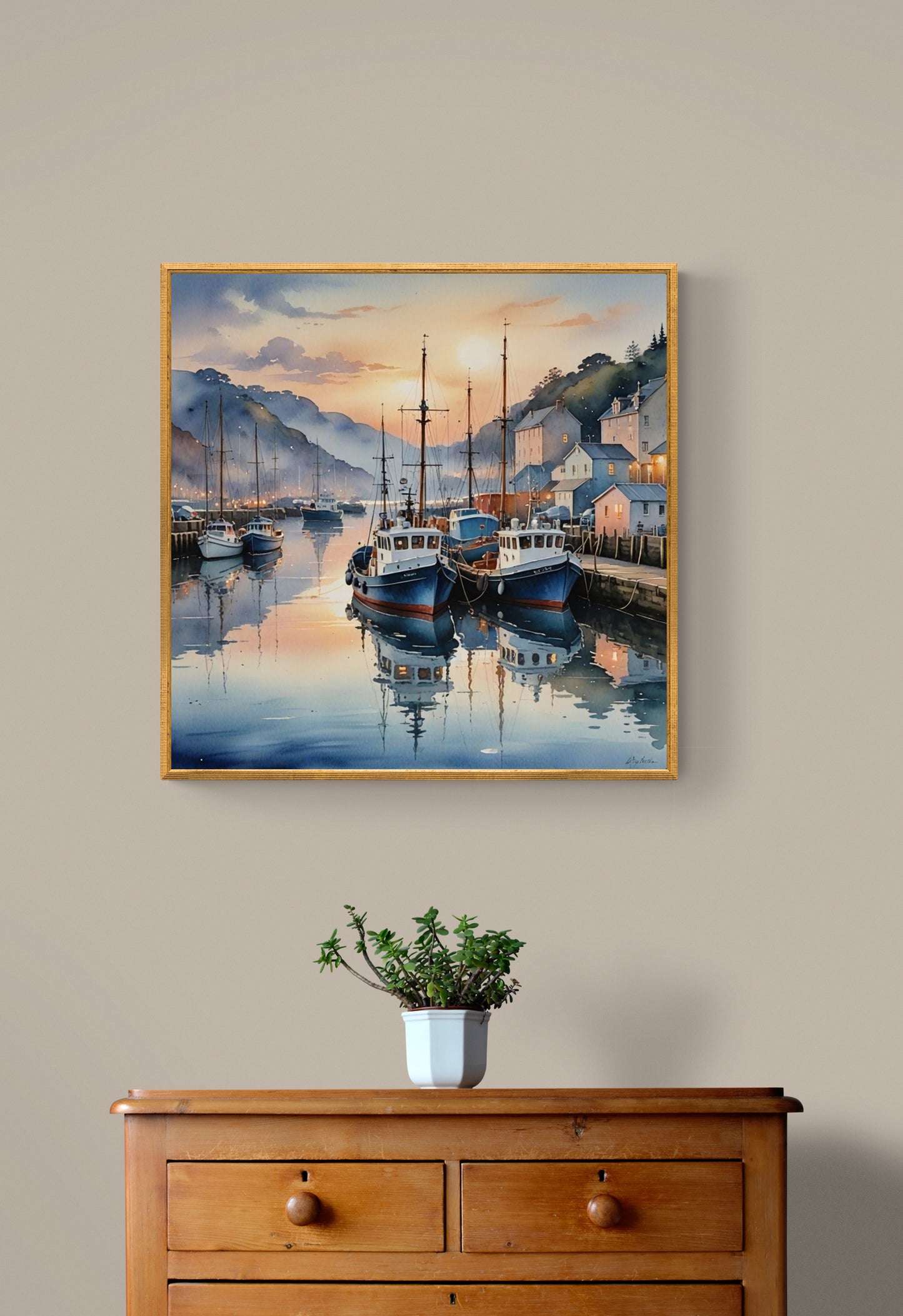 Watercolour Harbour Poster