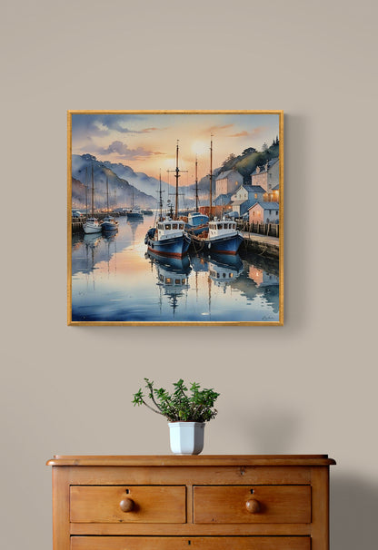 Watercolour Harbour Poster