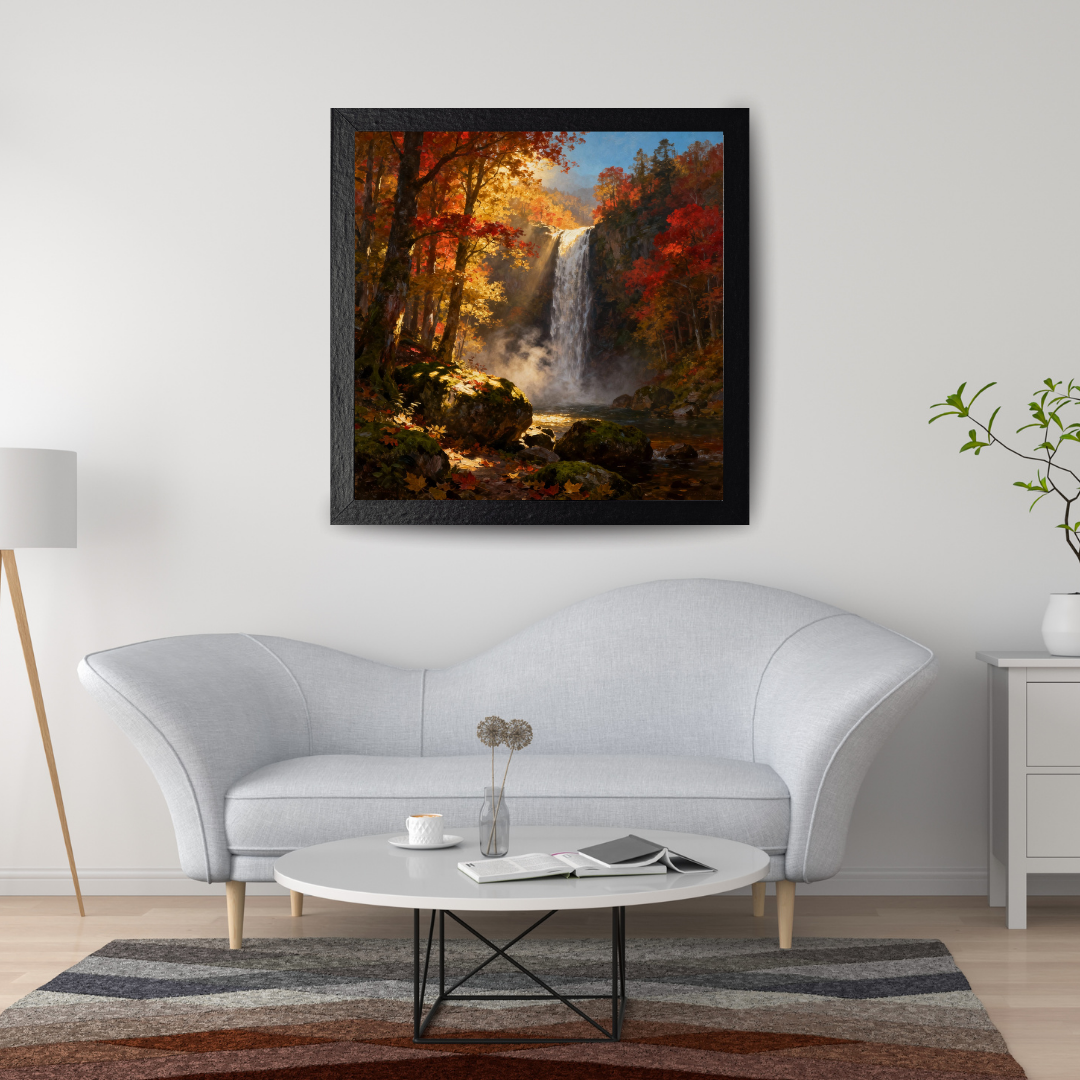 Digital download Waterfall in Autumn Forest Matte Design