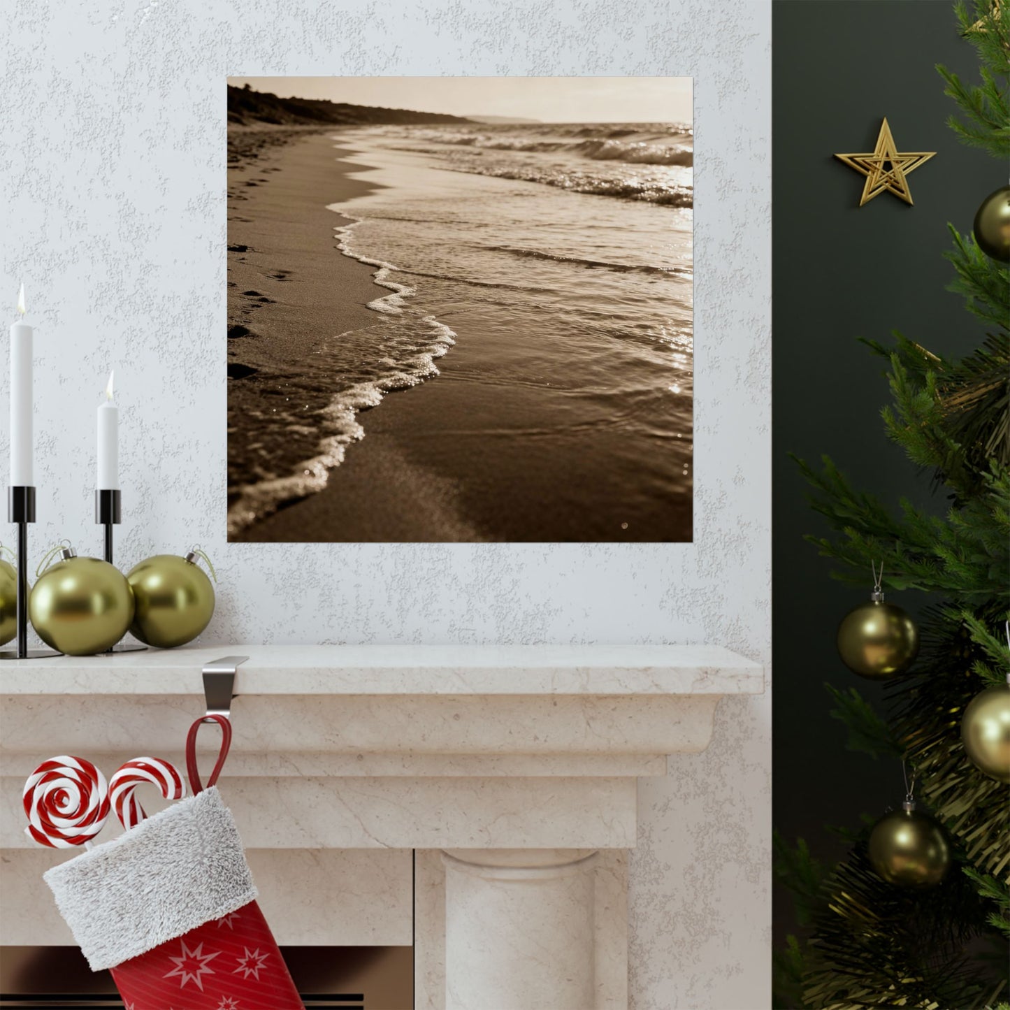 Sepia Beach Photo Matte Poster