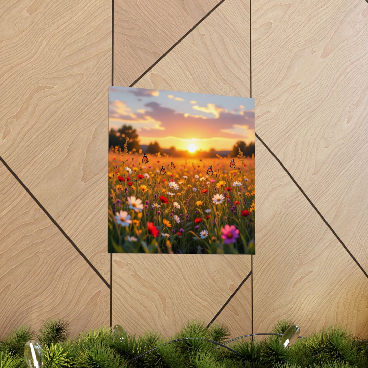 Digital download Landscape with Wildflowers and Butterflies Design