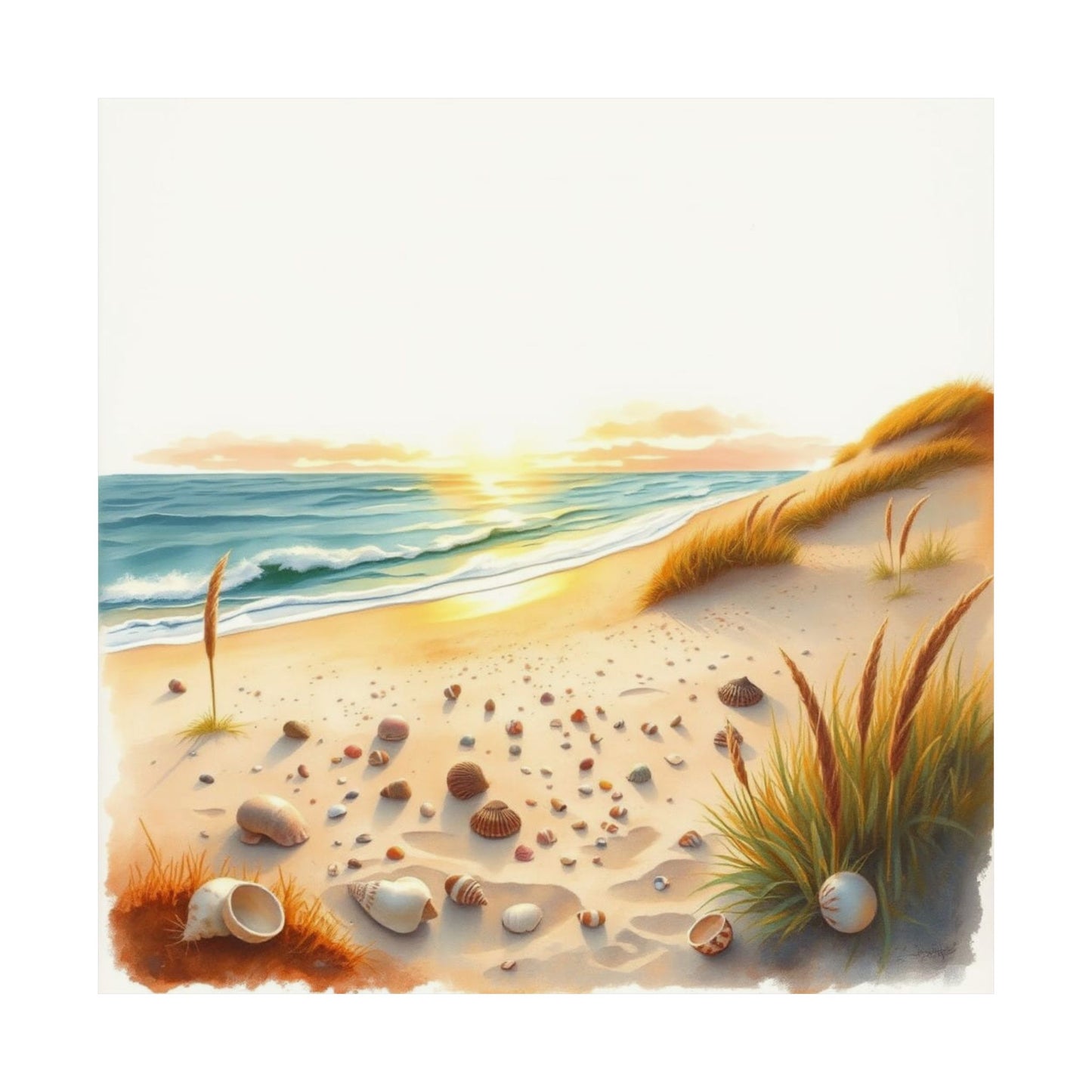 Pósteres de playa serena, decoración costera, arte mural náutico, impresión estilo galería, regalo perfecto para el hogar.