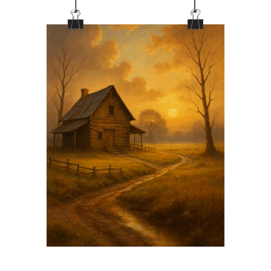 Digital download Rustic Landscape Poster, Cozy Home Decor, Vintage Art Print, Farmhouse Wall Art, Nature Photography Gift