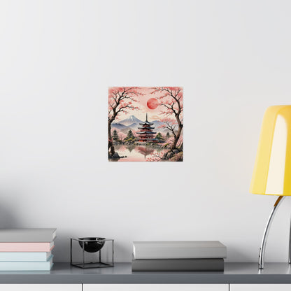 Póster de paisaje japonés sereno, decoración del hogar, arte mural, regalo para amantes de la naturaleza, relajación, decoración de habitación zen, arte de flor de cerezo
