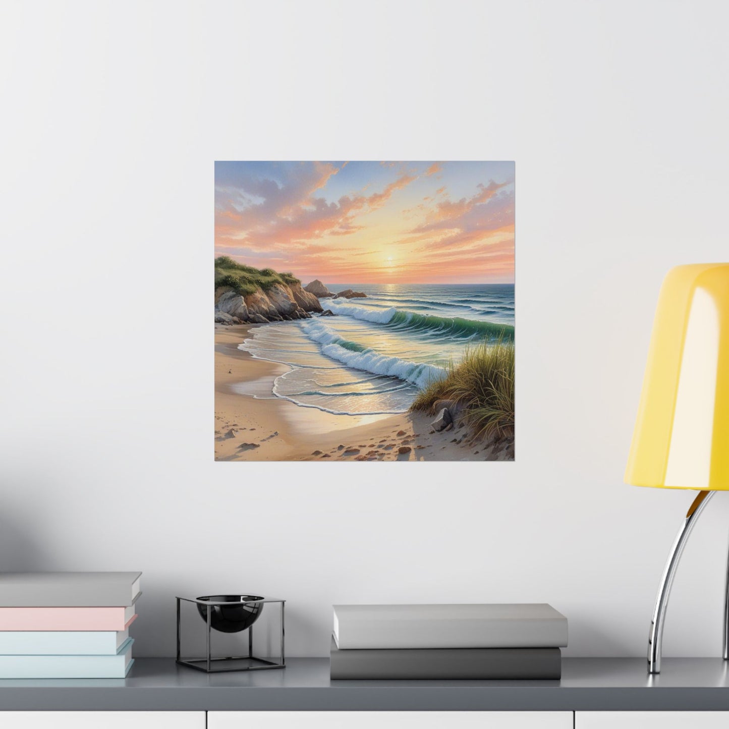 Descarga digital: Arte mural con atardecer costero, pósteres mate para amantes de la playa, decoración del hogar, regalo para amantes de la naturaleza, decoración de casas de playa, impresión escénica.
