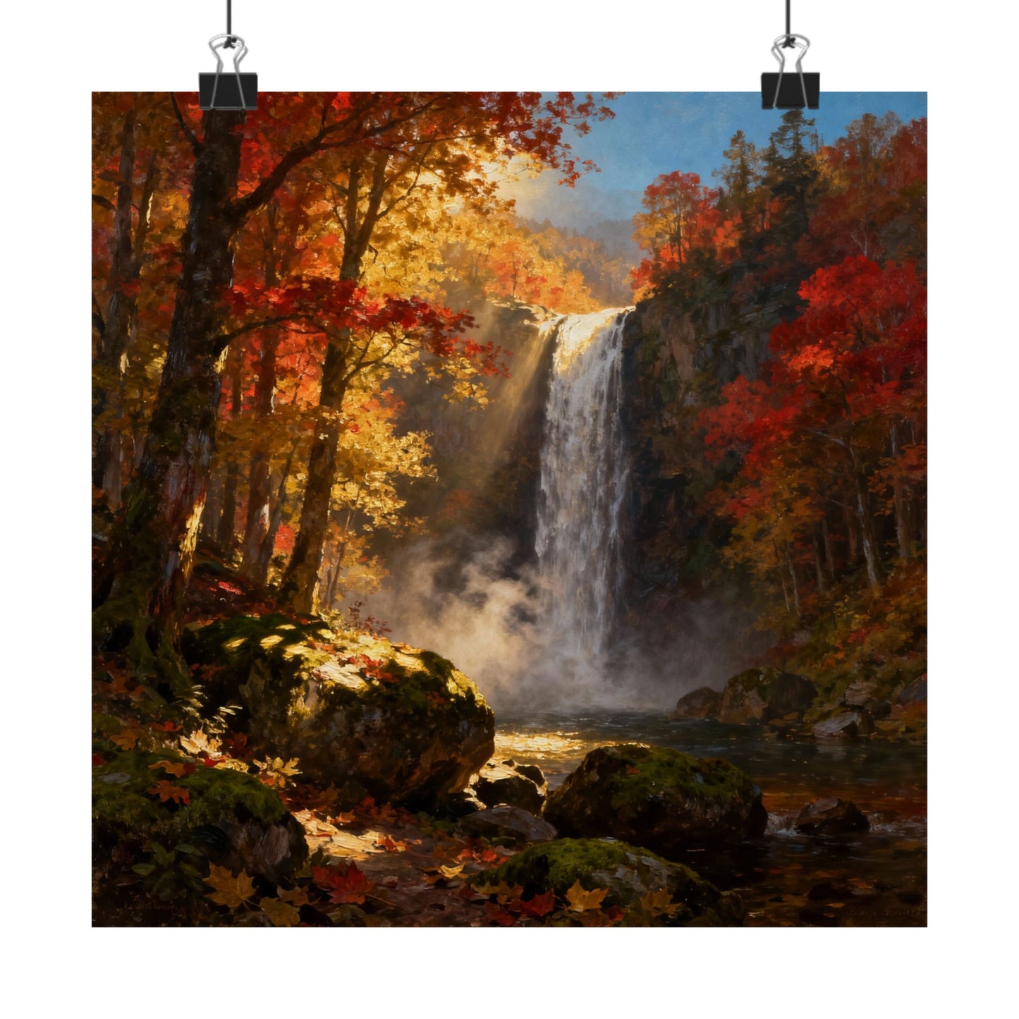 Digital download Waterfall in Autumn Forest Matte Design