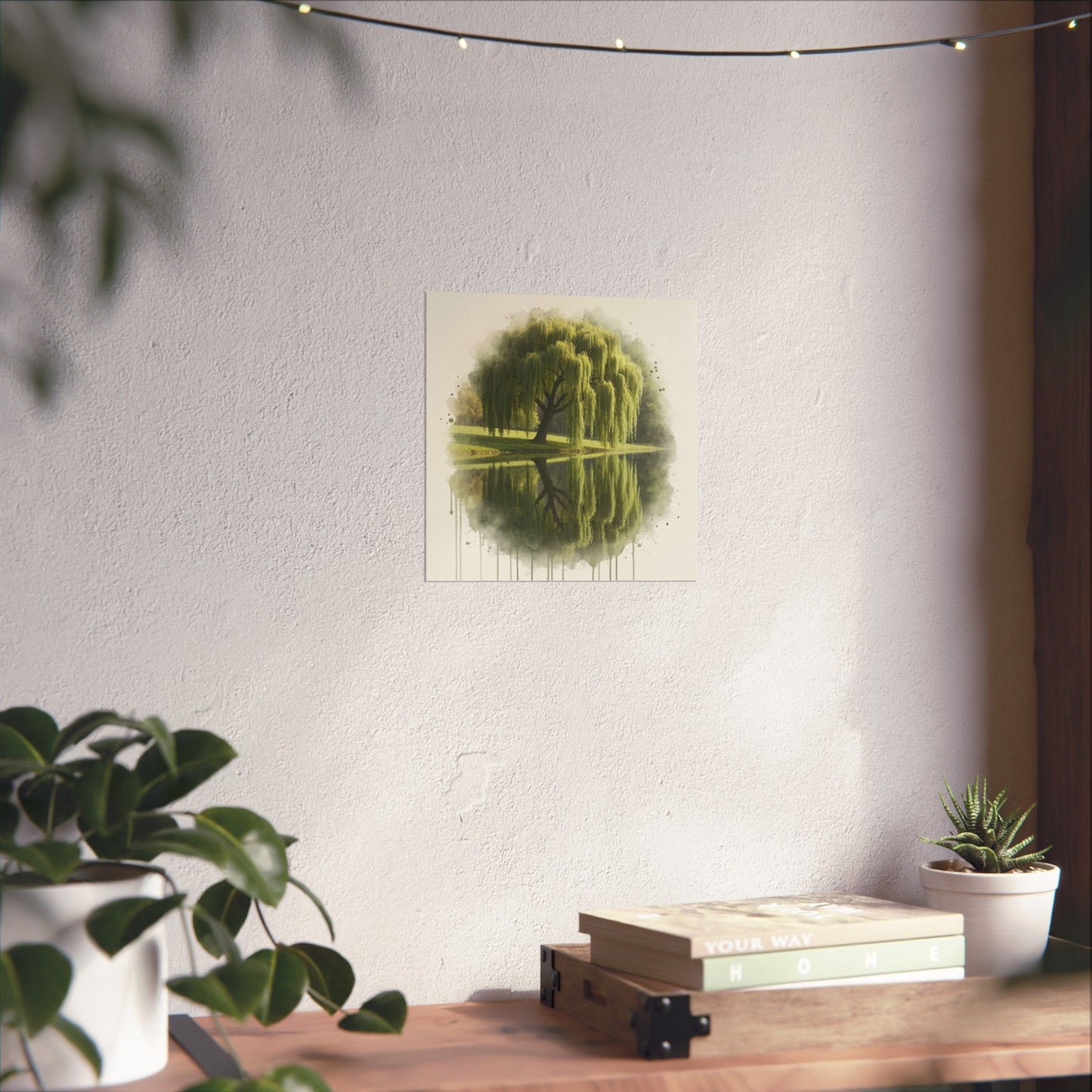 Arte mural de naturaleza serena, pósteres mate, decoración del hogar con un toque de tranquilidad, arte con reflejos de sauces, regalo para amantes de la naturaleza, obra de arte relajante