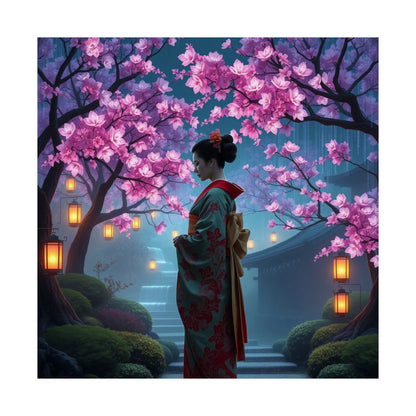 Digital download Posters - Geisha in Elegant Japanese Blossom Garden