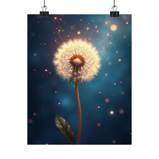 Digital download Dandelion Dream Matte Poster, Inspirational Wall Art, Home Decor, Nature Print, Gift for Her, Boho Wall Art