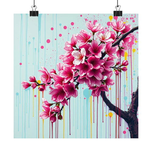 Póster de arte floral, decoración de pared con estampado mate, estética del hogar, regalo para ella, decoración japonesa de primavera, arte para el dormitorio
