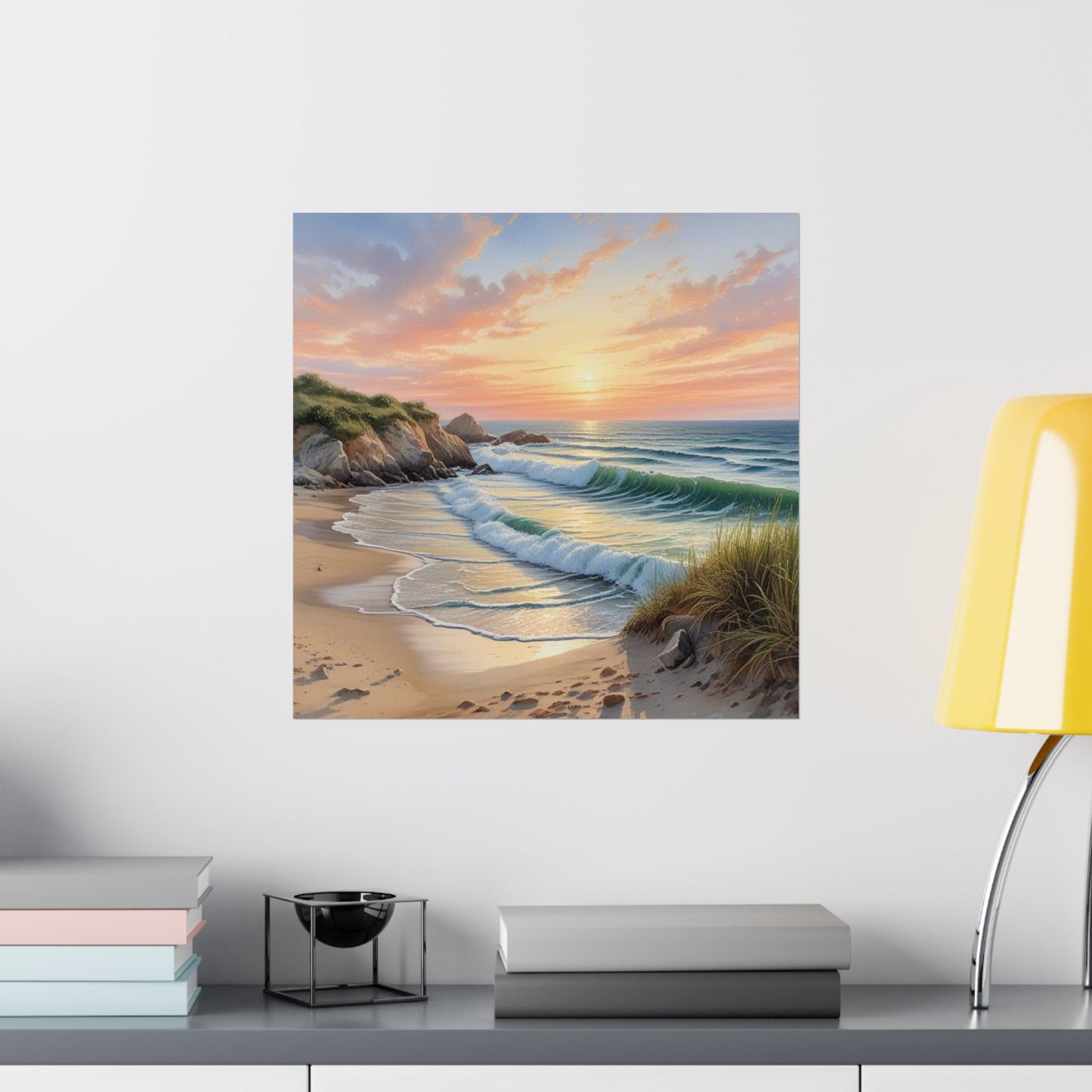 Descarga digital: Arte mural con atardecer costero, pósteres mate para amantes de la playa, decoración del hogar, regalo para amantes de la naturaleza, decoración de casas de playa, impresión escénica.