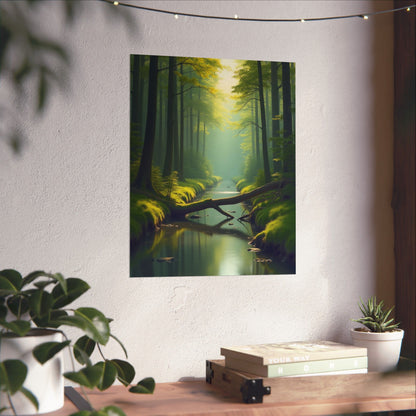 Digital download Vertical Posters - Green Forest at Dawn
