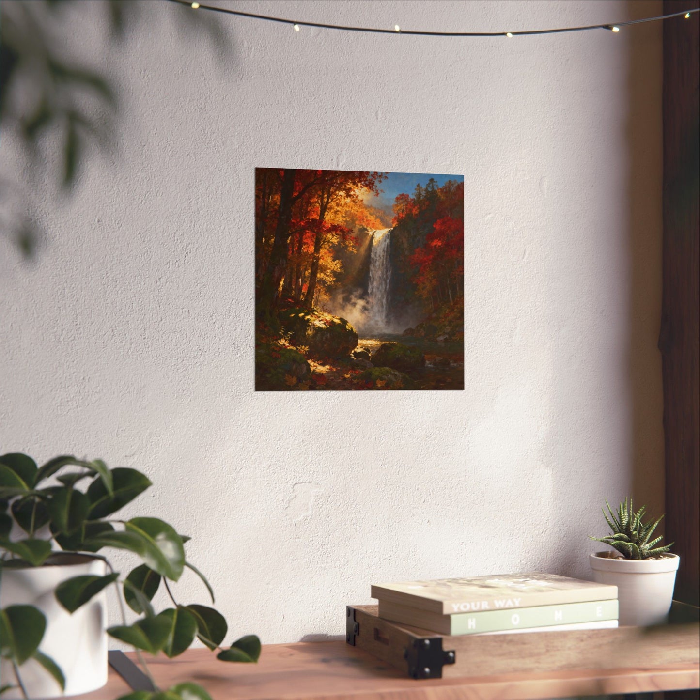 Digital download Waterfall in Autumn Forest Matte Design