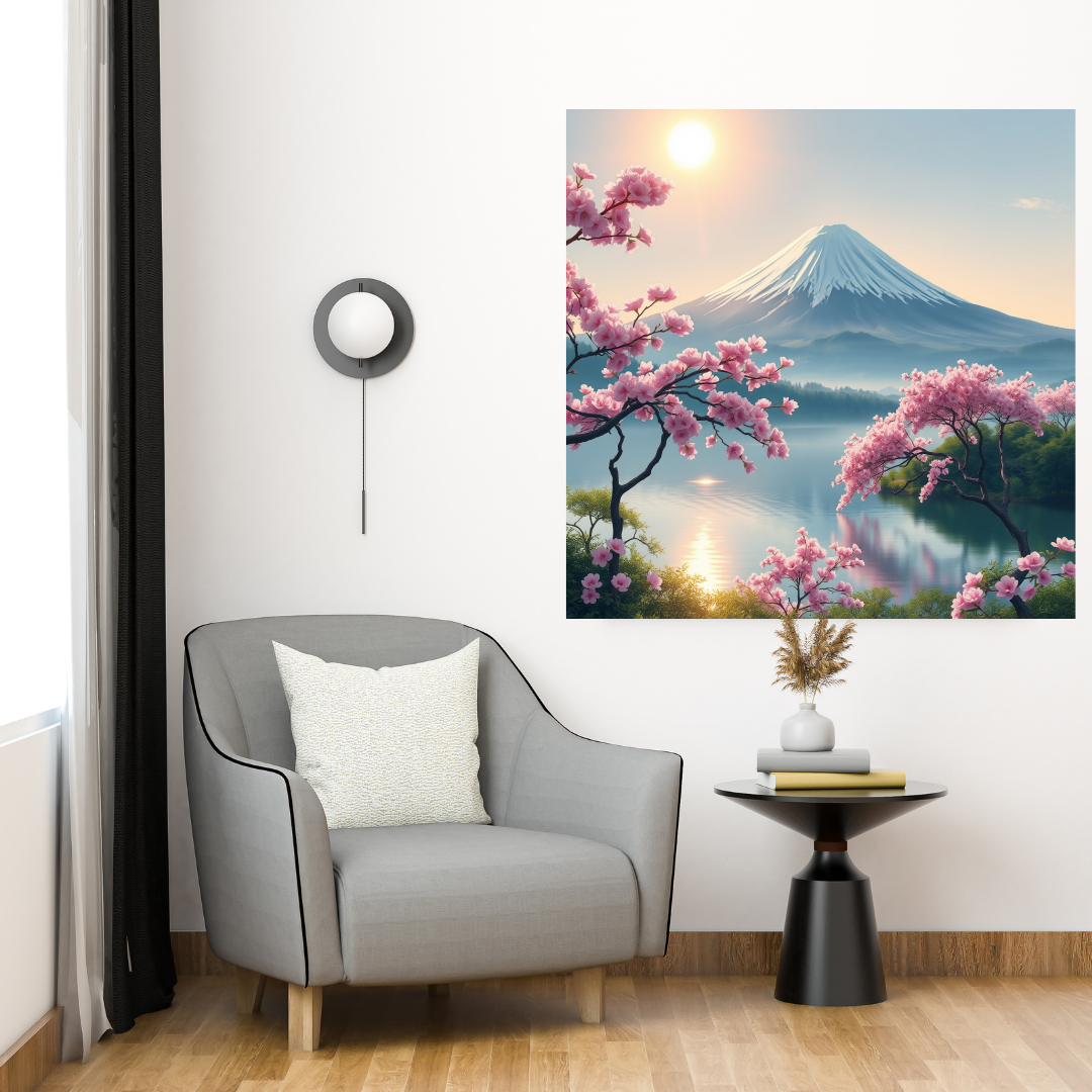 Serene Nature Poster, Wall Art Print, Japanese Landscape Decor, Floral Artwork, Gift for Nature Lovers, Home or Office Decoration