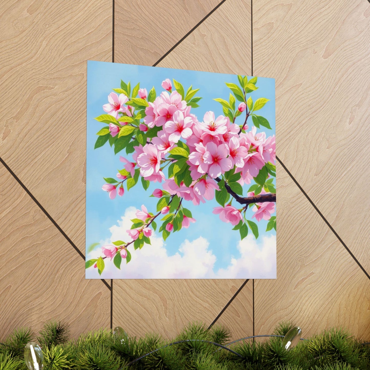 Póster de cerezo en flor, obra de arte natural, decoración primaveral, arte floral para pared, decoración del hogar