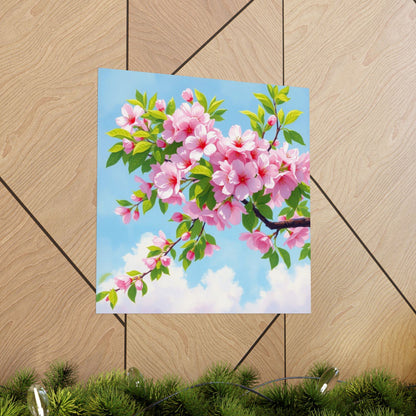 Póster de cerezo en flor, obra de arte natural, decoración primaveral, arte floral para pared, decoración del hogar