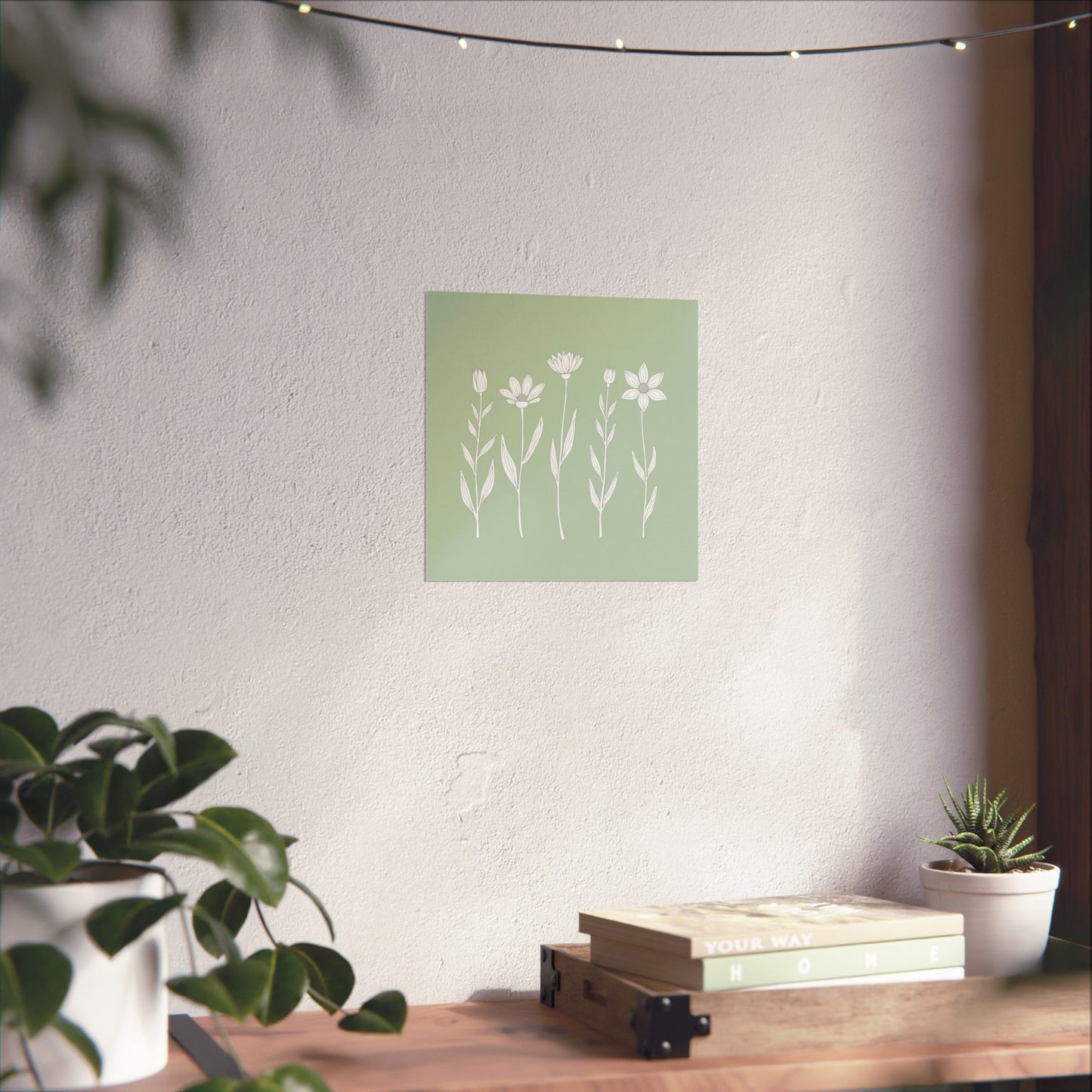 Chic Floral Wall Art Poster, Matte Botanical Decor, Minimalist Home Design, Green Aesthetic Gift, Nature-Inspired Decoration