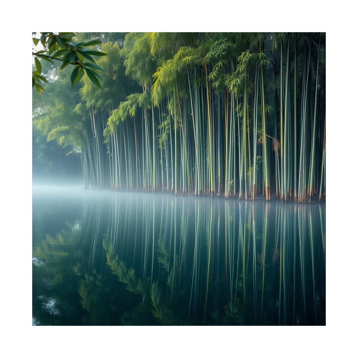 Póster de bambú sereno, impresión artística de naturaleza tranquila, decoración de pared zen, estética relajante para el hogar, reflexión meditativa sobre el bambú