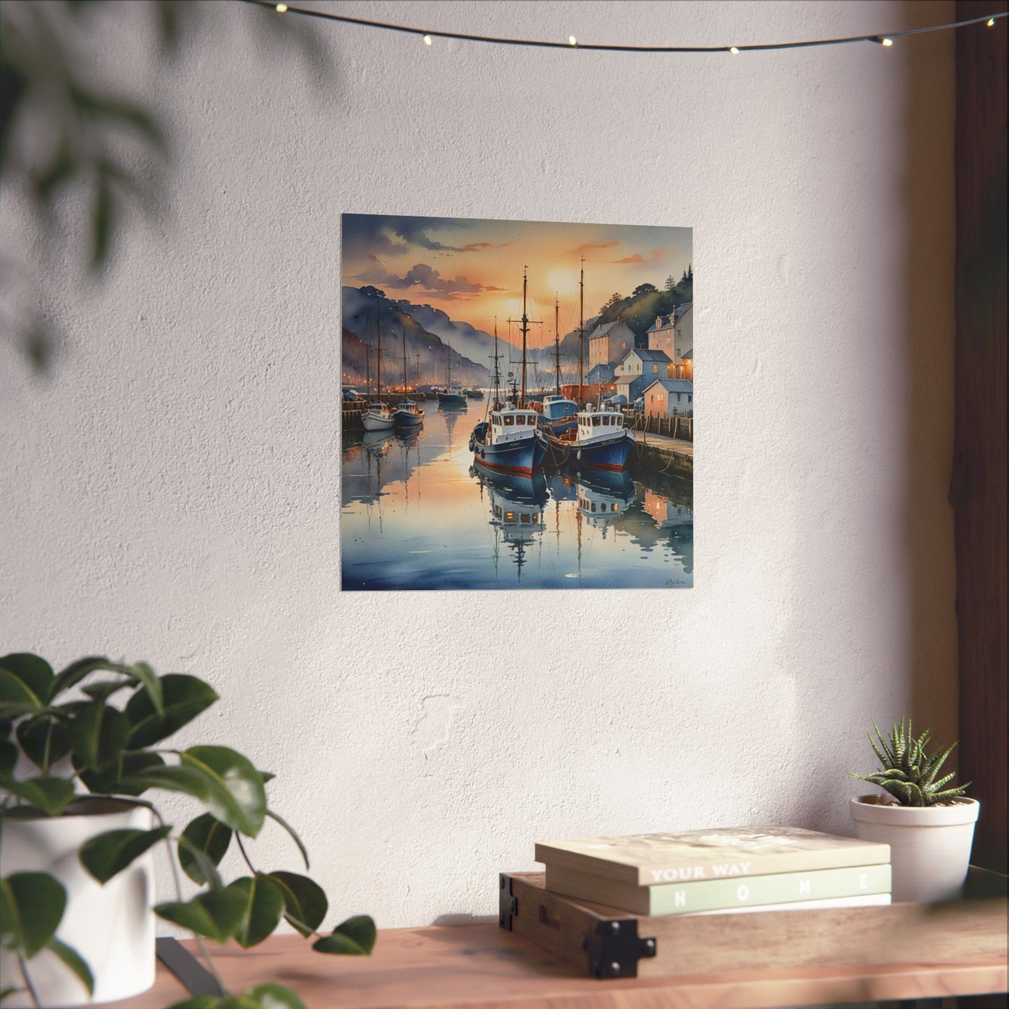 Watercolour Harbour Poster