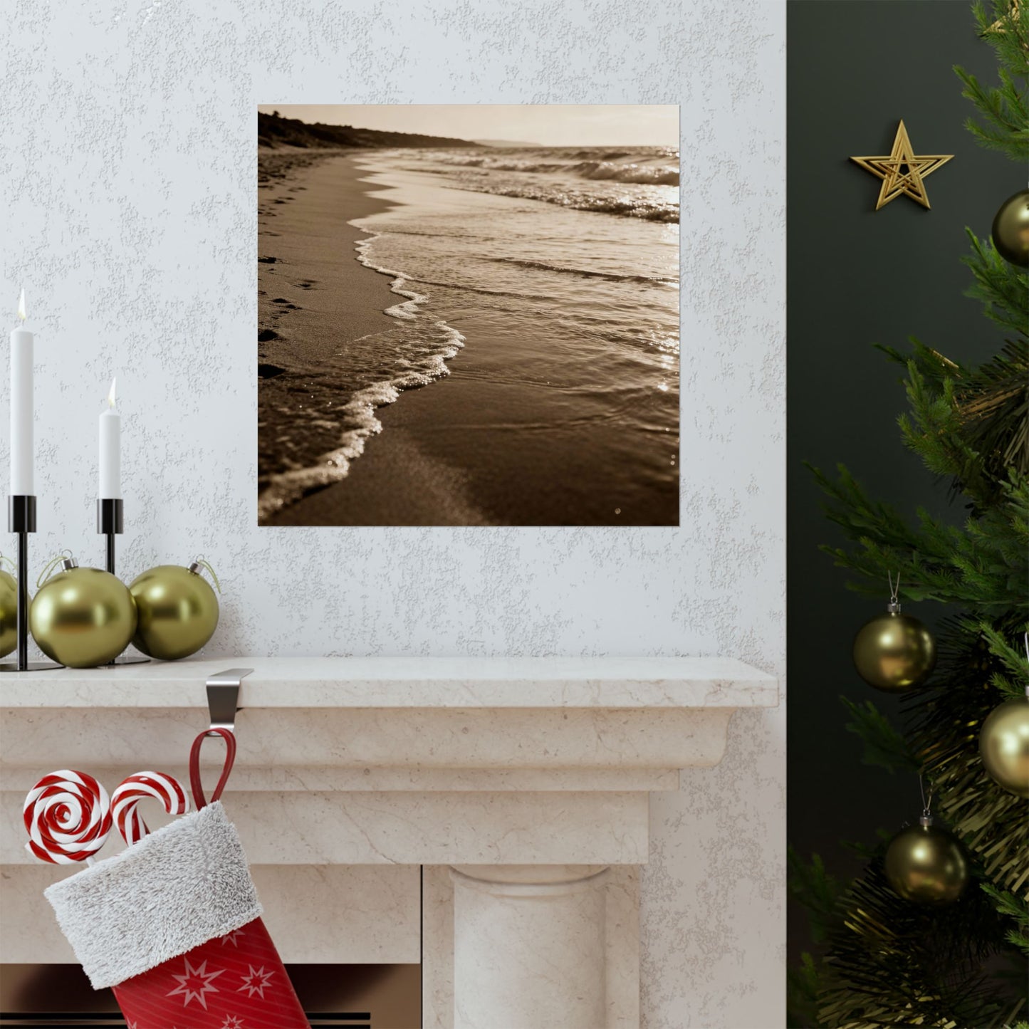 Sepia Beach Photo Matte Poster