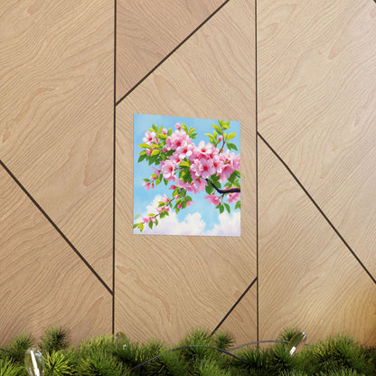 Póster de cerezo en flor, obra de arte natural, decoración primaveral, arte floral para pared, decoración del hogar