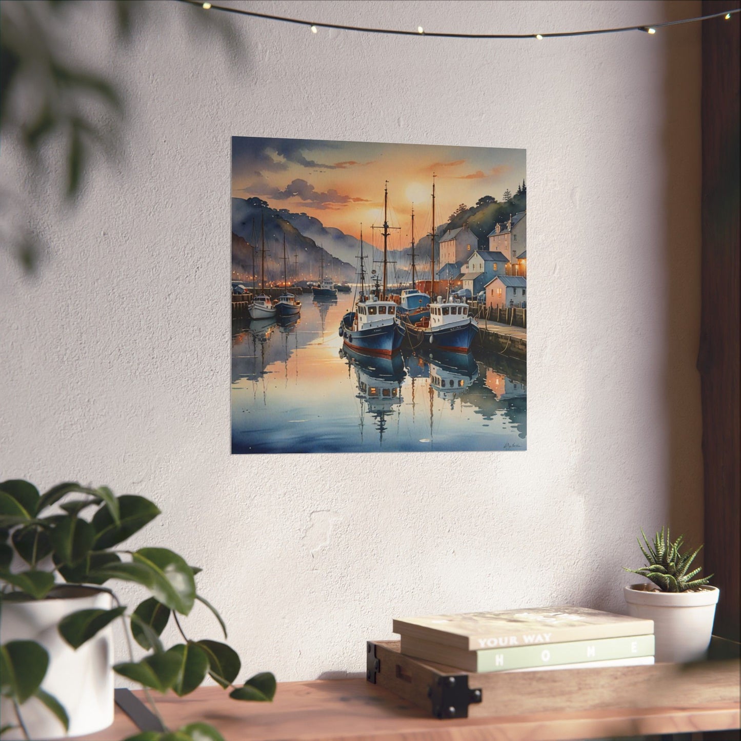 Watercolour Harbour Poster