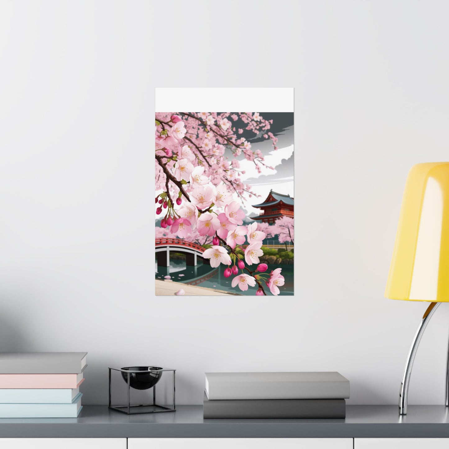 Póster vertical de cerezo en flor, arte mural natural, decoración japonesa, decoración primaveral, decoración floral para el hogar, regalo para ella