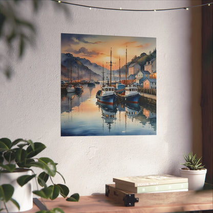 Watercolour Harbour Poster