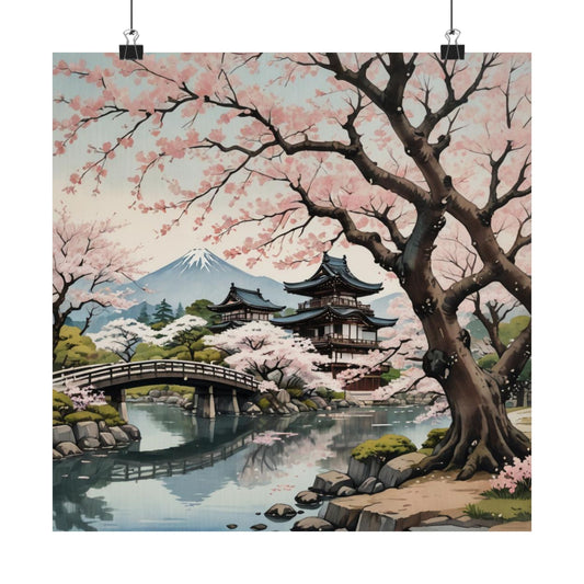 Pósteres mate elegantes: arte de cerezos en flor para decoración del hogar, estética japonesa, arte mural natural, regalo para amantes del arte.