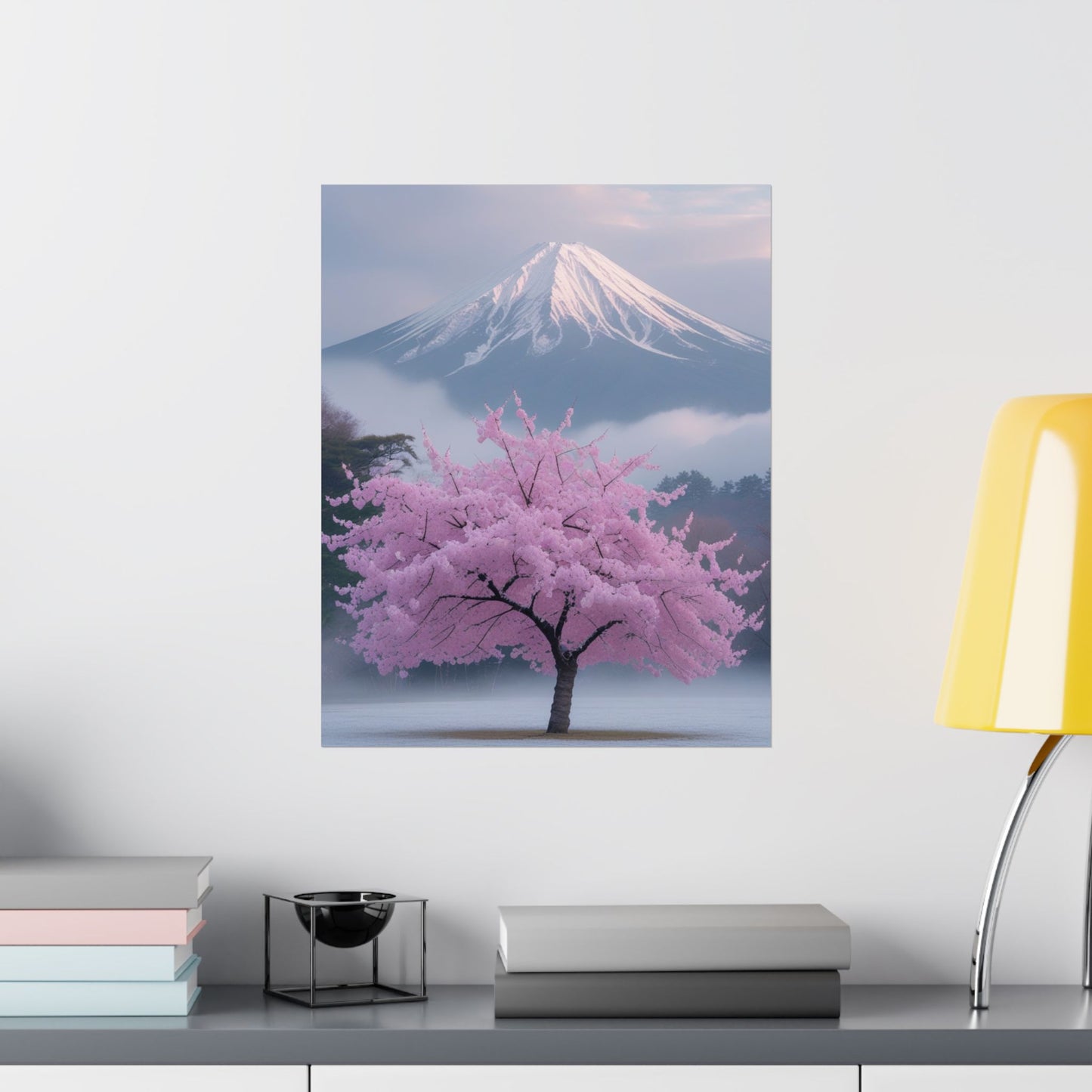 Vertical Poster - Mount Fuji and Cherry Blossom Tree Design