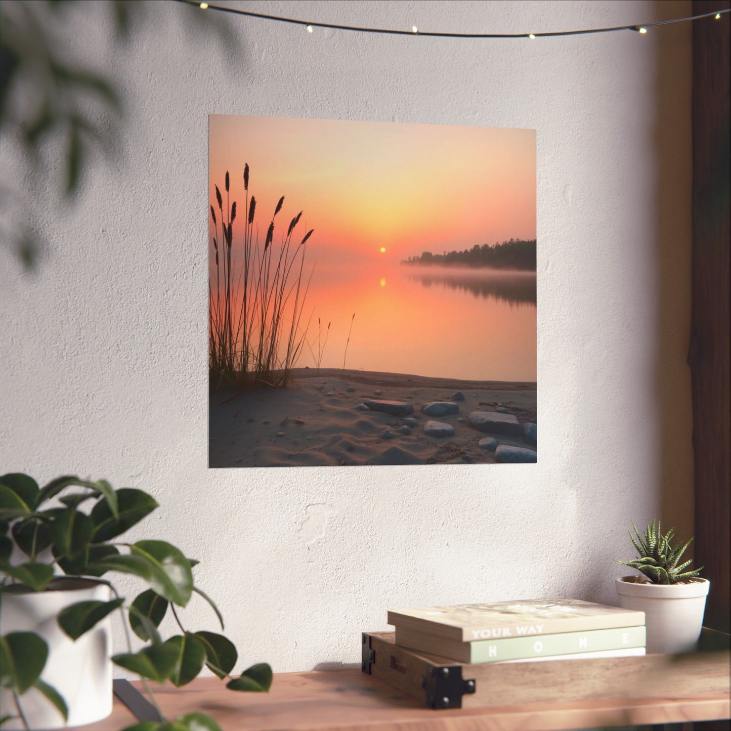 Póster de naturaleza serena, arte mural de atardecer tranquilo, decoración para amantes de la naturaleza, regalo para cualquier ocasión, decoración de paisaje tranquilo