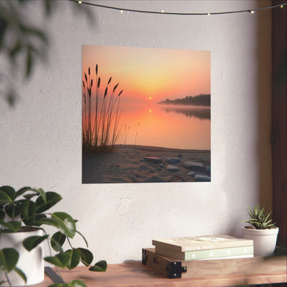 Póster de naturaleza serena, arte mural de atardecer tranquilo, decoración para amantes de la naturaleza, regalo para cualquier ocasión, decoración de paisaje tranquilo
