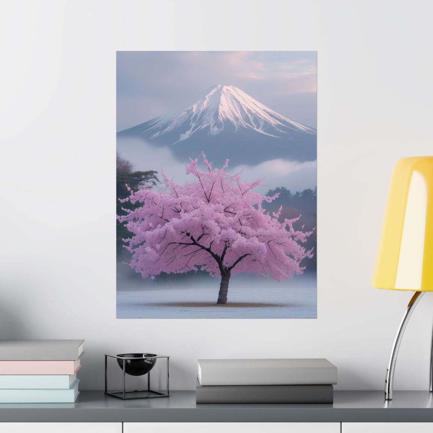 Vertical Poster - Mount Fuji and Cherry Blossom Tree Design
