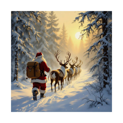 Digital download Santa and Reindeer Forest Matte Poster