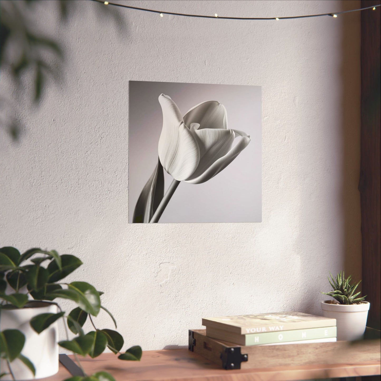 Elegant Floral Matte Poster, Minimalist Wall Art, Black and White Tulip Print, Home Decor, Gift for Flower Lovers, Modern Artwork