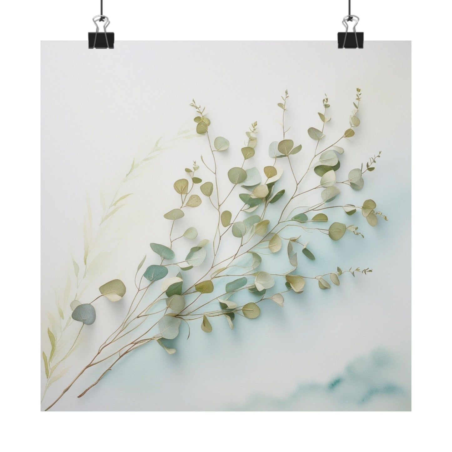 Elegante póster de pared de eucalipto, impresión botánica, decoración minimalista para el hogar, regalo inspirado en la naturaleza, arte mural ecológico.