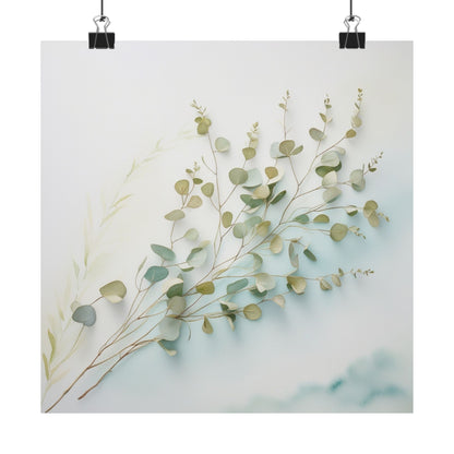 Elegante póster de pared de eucalipto, impresión botánica, decoración minimalista para el hogar, regalo inspirado en la naturaleza, arte mural ecológico.