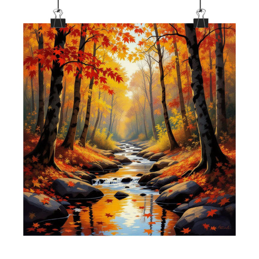 Autumn Forest Matte Poster, Fall Wall Art, Nature Decor, Cozy Living Room Print, Seasonal Home Decoration