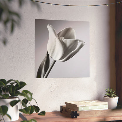 Elegant Floral Matte Poster, Minimalist Wall Art, Black and White Tulip Print, Home Decor, Gift for Flower Lovers, Modern Artwork