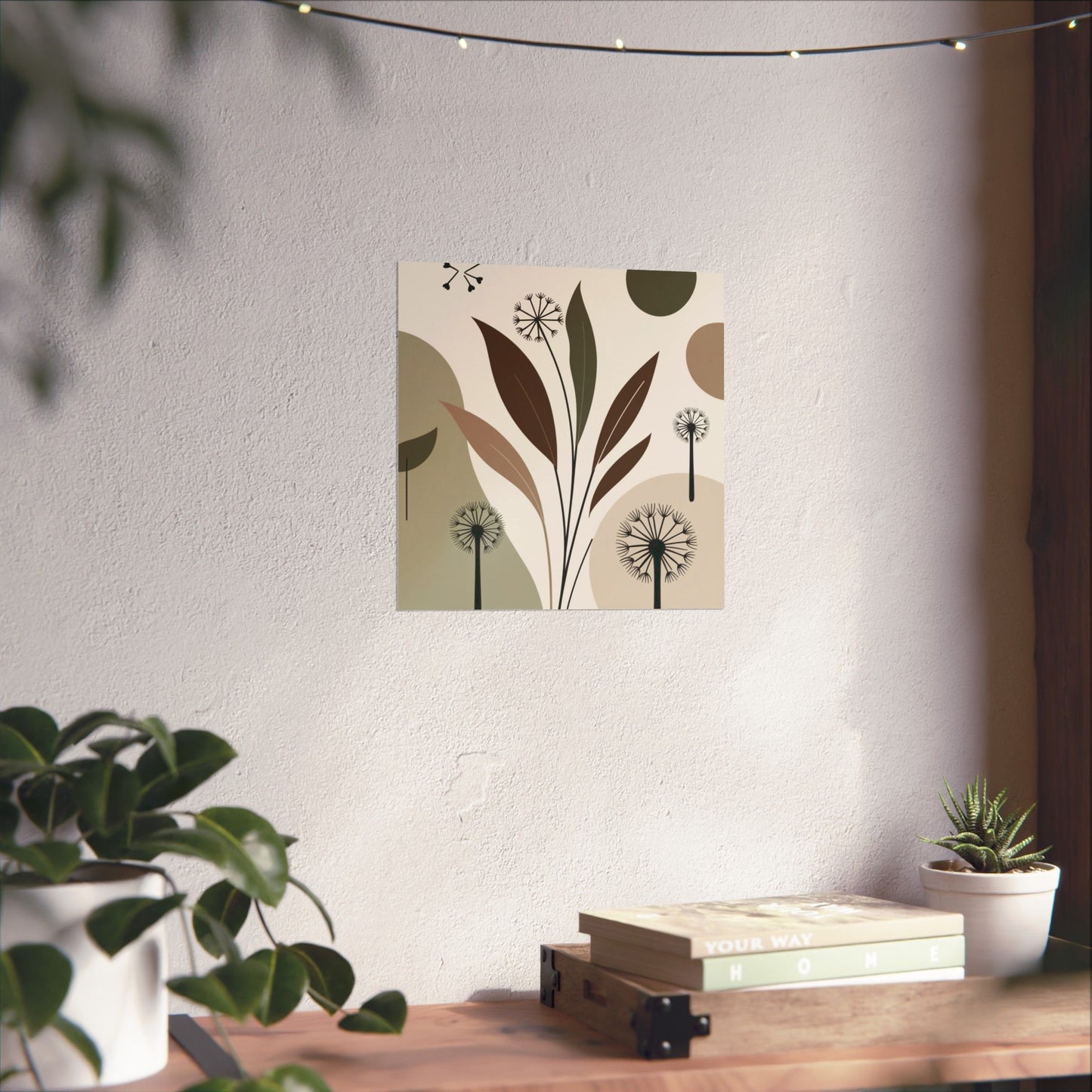 Póster mate, decoración de pared, ambiente natural, diseño de interiores modernos, estética bohemia, arte de pared bohemia, regalo para amantes de las plantas.
