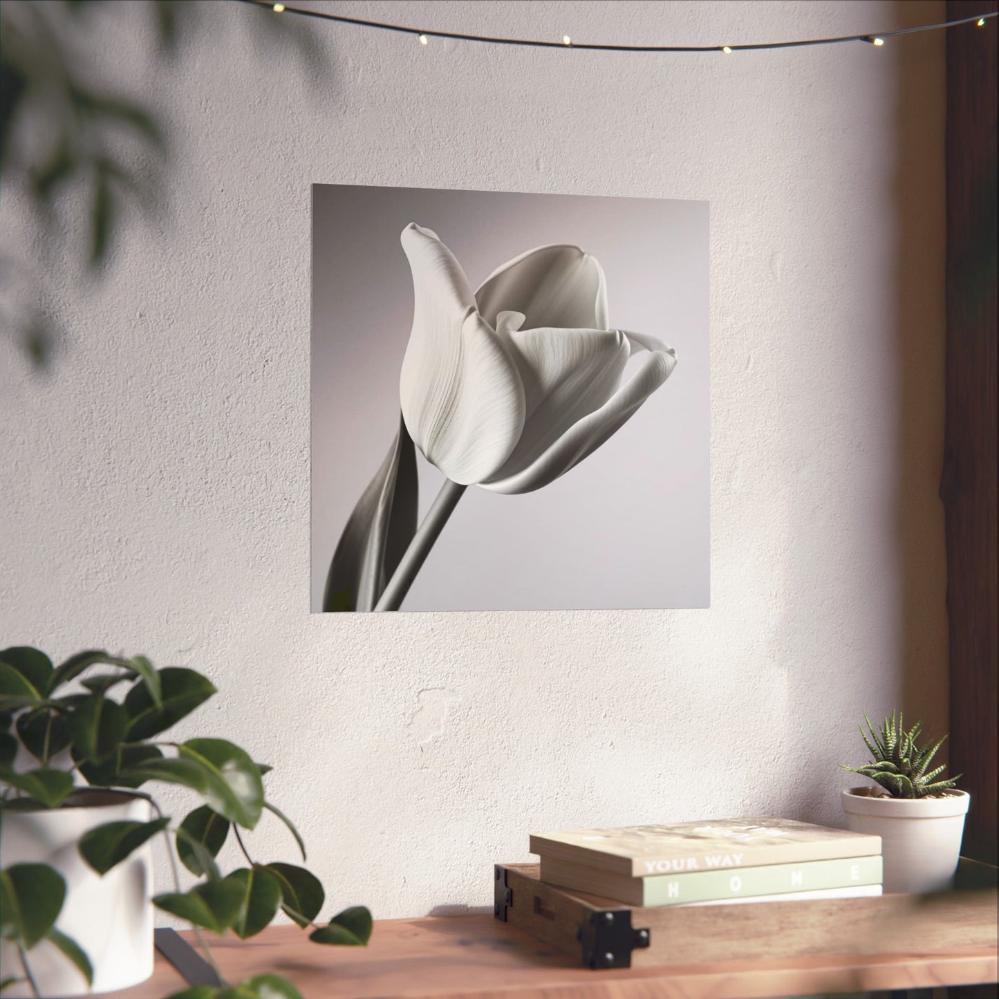 Elegant Floral Matte Poster, Minimalist Wall Art, Black and White Tulip Print, Home Decor, Gift for Flower Lovers, Modern Artwork