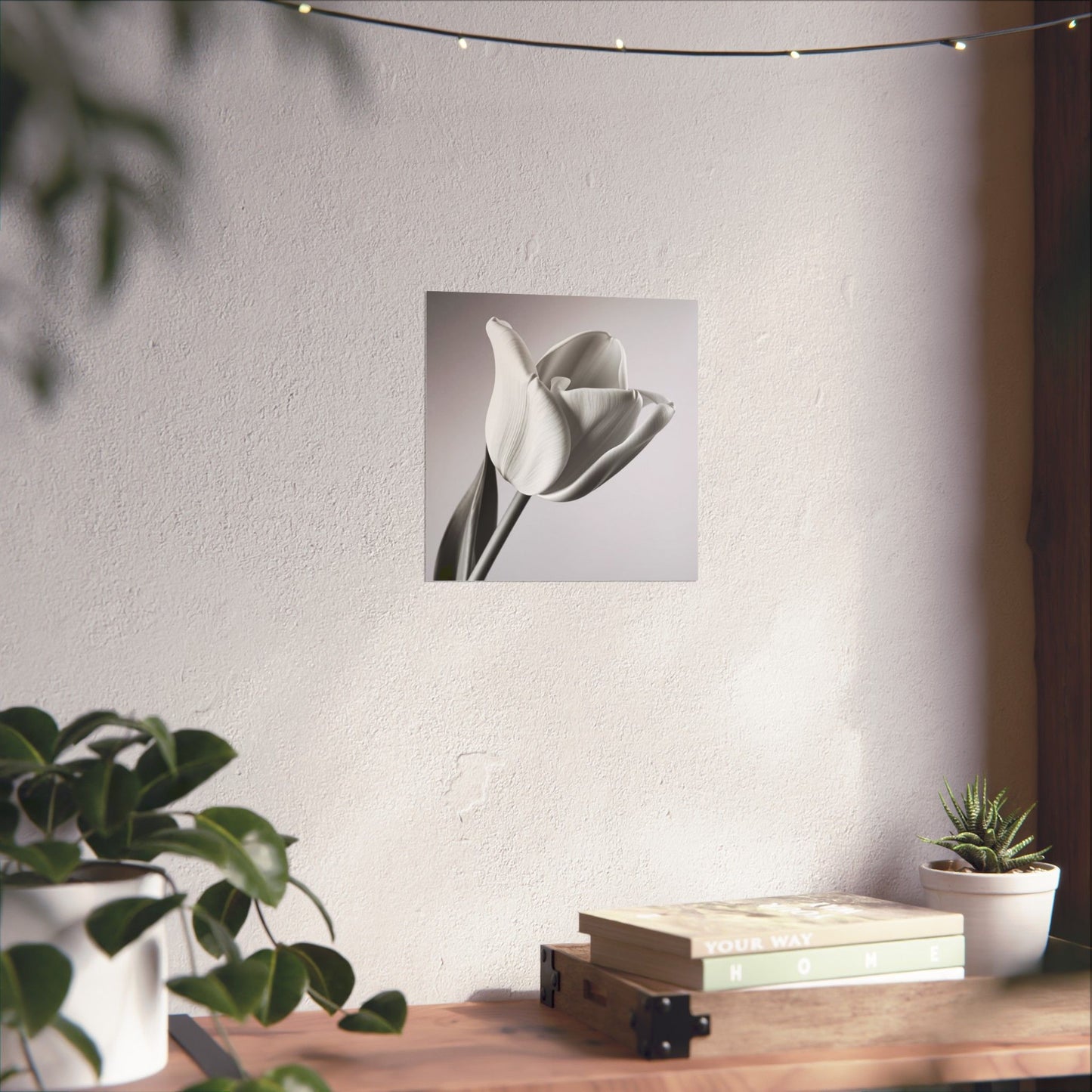 Elegant Floral Matte Poster, Minimalist Wall Art, Black and White Tulip Print, Home Decor, Gift for Flower Lovers, Modern Artwork