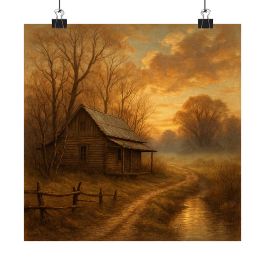Digital download Rustic Landscape Poster, Vintage Home Decor, Nature Wall Art, Cozy Cabin Print, Fall Aesthetic Decoration