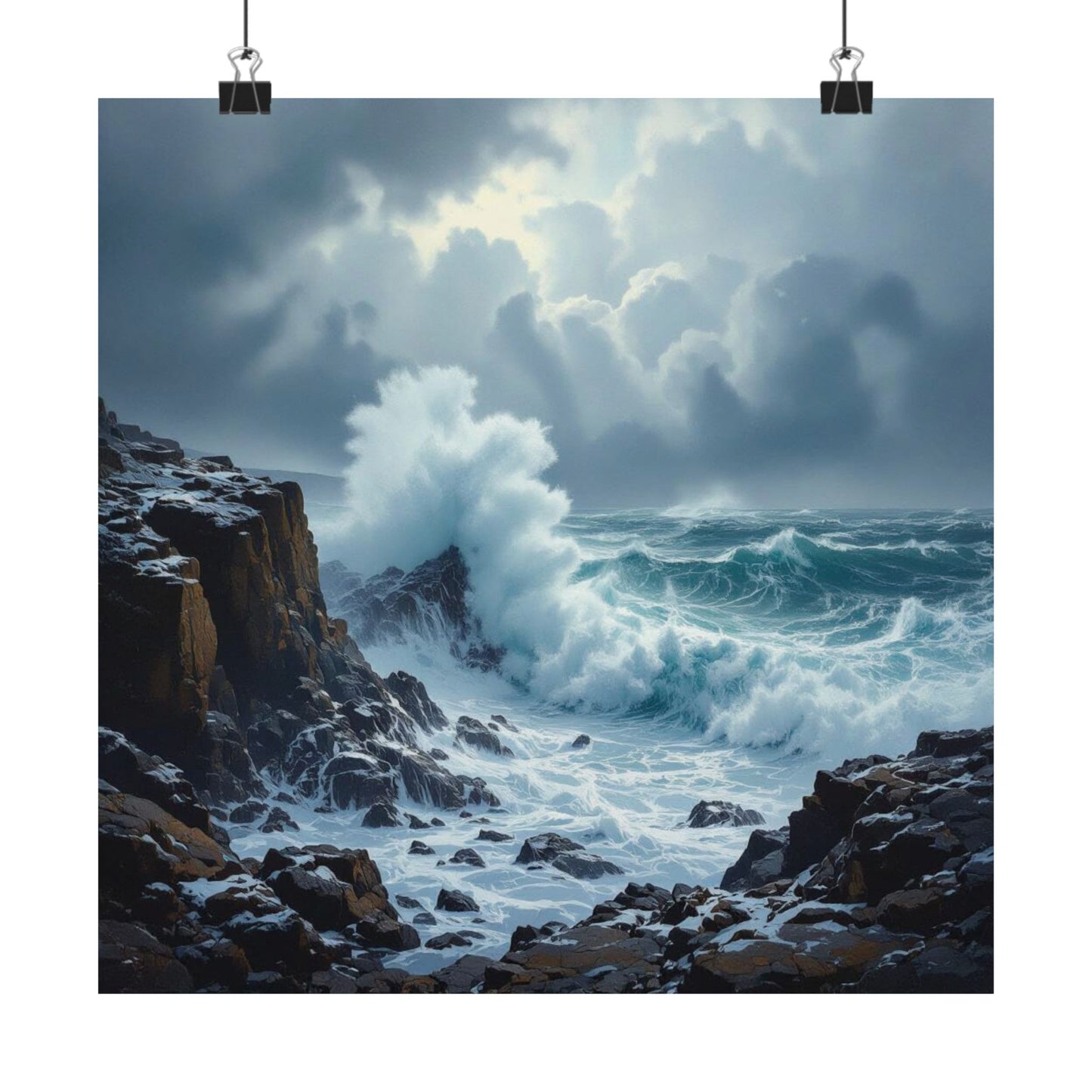 Digital download Posters - Seascape with Rugged Rocky Cliff Design